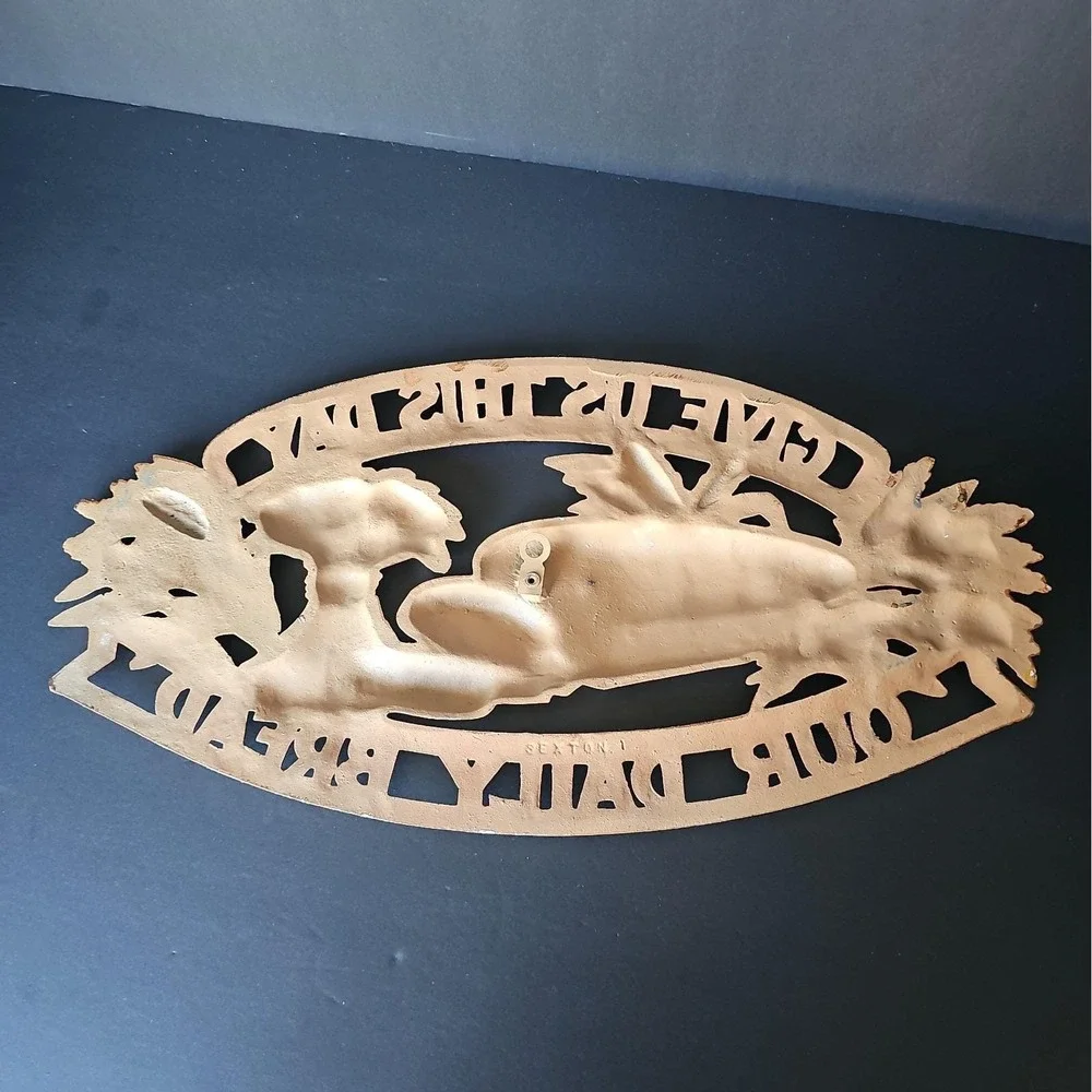 1960s Sexton Metal Sign Vintage Give Us This Day Our Daily Bread Cottagecore R5